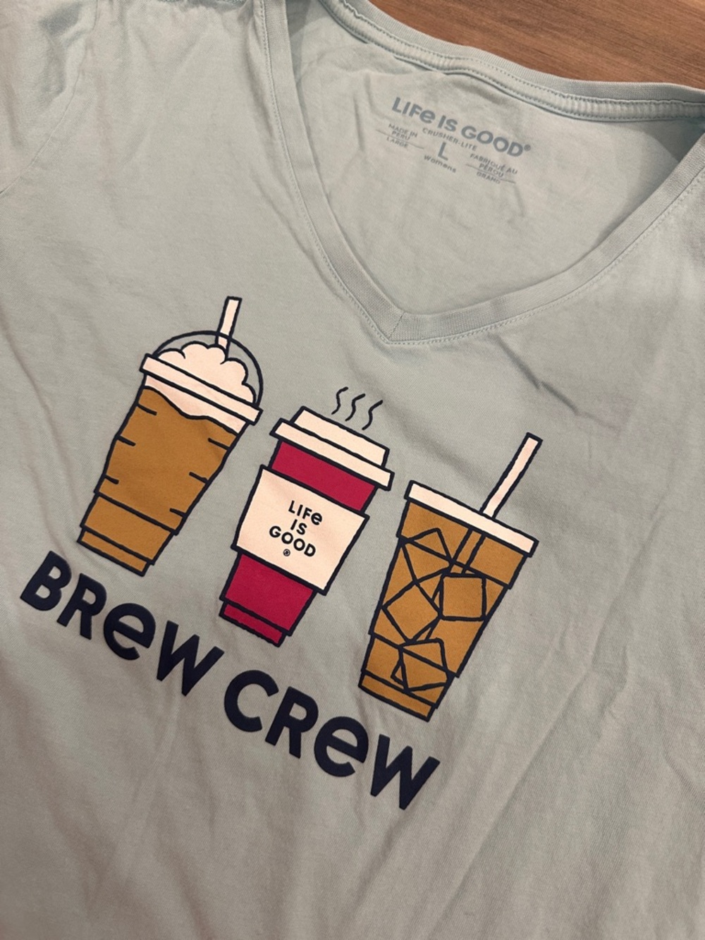 Life Is Good Light Blue Crusher-Lite Women’s Tee with Subtle Logo Print - Picture 3 of 7